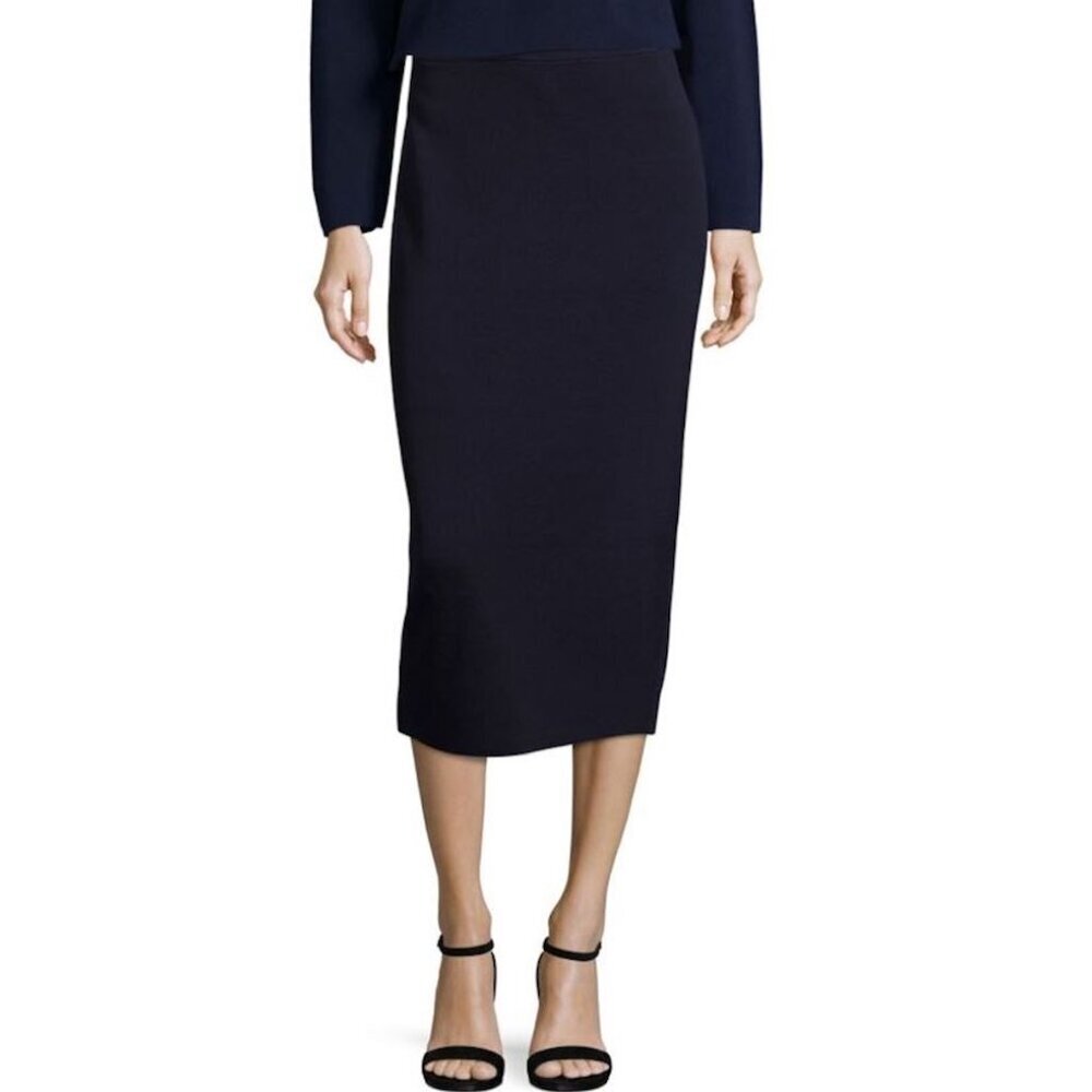 Eileen Fisher NWOT - Silk Cotton Interlock Midi Skirt, Navy, Med - 80% Silk